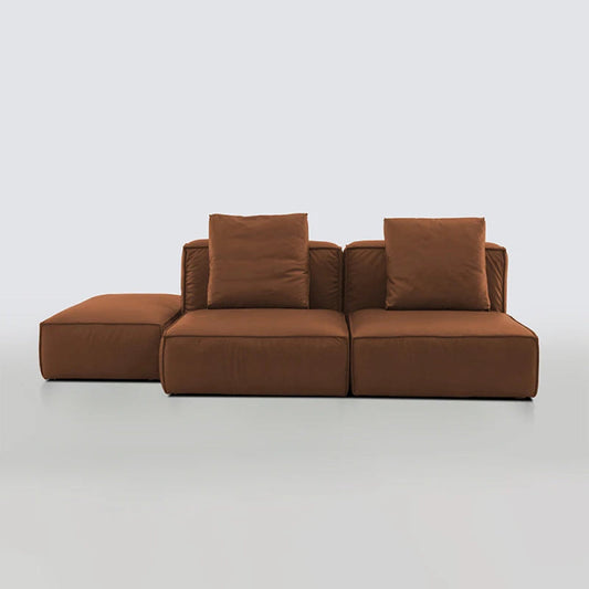 Modern Italian Leather Tofu-Shaped Sofa with Dual-Directional