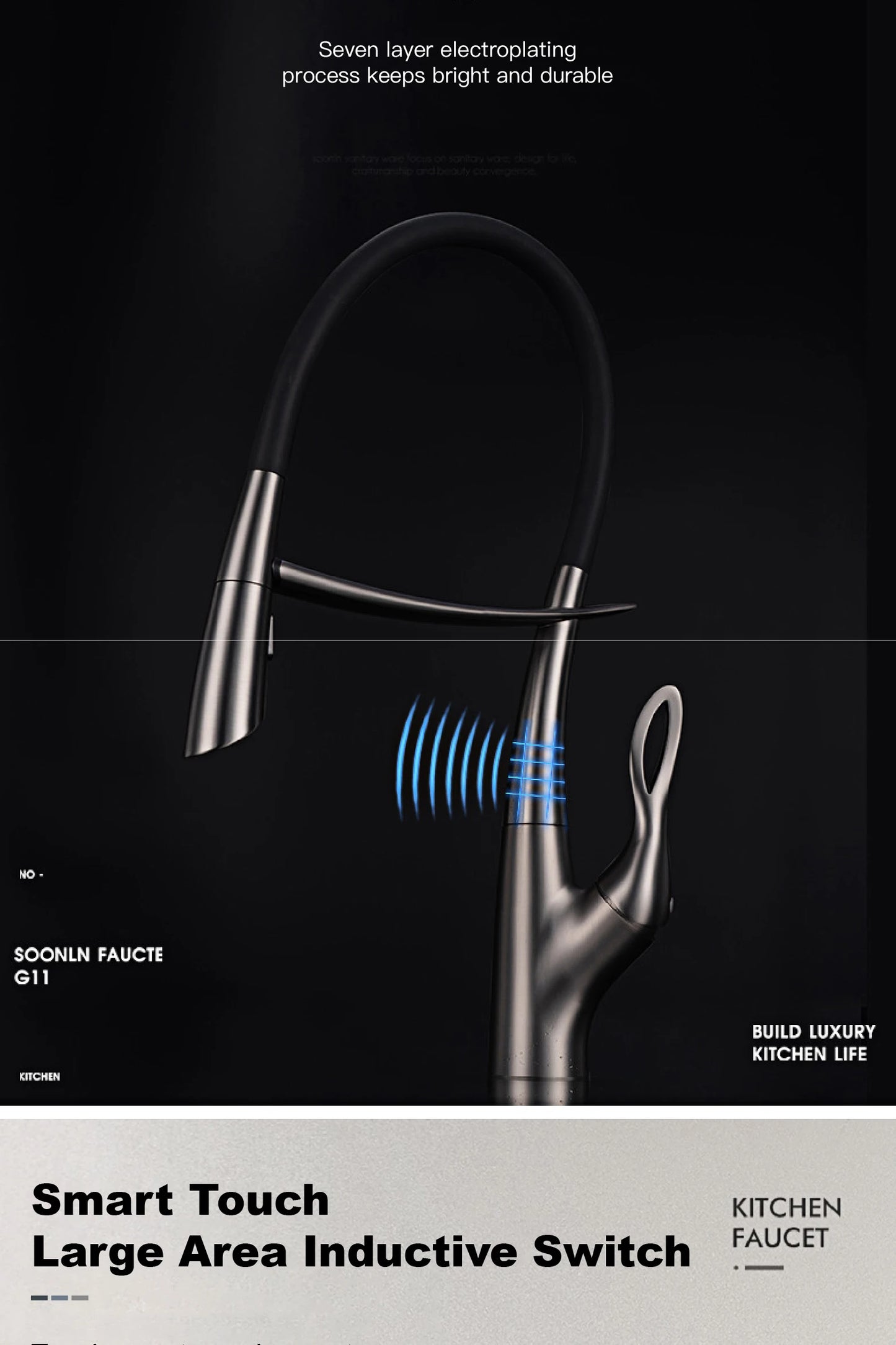 Touch Switch Cold Hot Dual Control Magnetic Sink Faucet