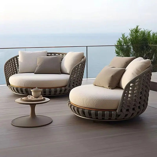 Rattan Round Modern Outdoor Sofa Set