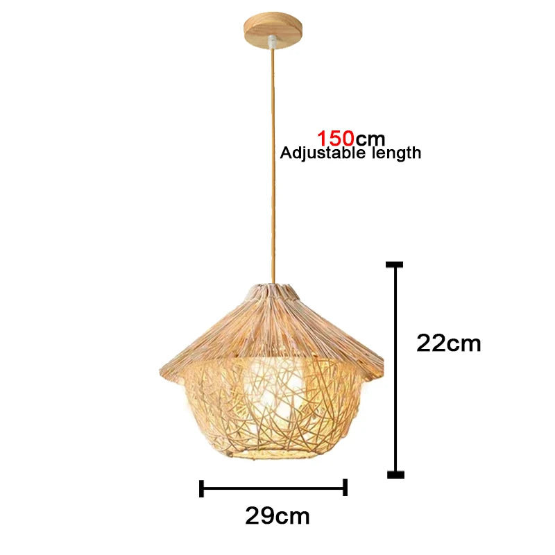 Bamboo Chandelier Pendant Wood Ceiling Lamp