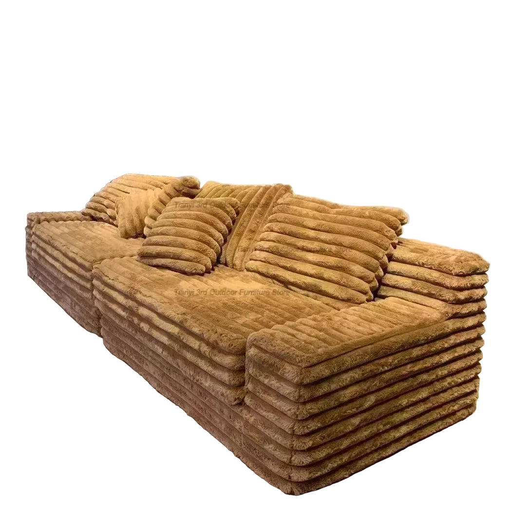 Modern Minimalist Corduroy Cloud Wide Seat Compressed Sofa