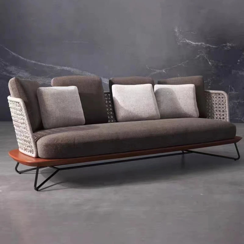 Nordic Outdoor Garden Wooden Rattan Sofa Set