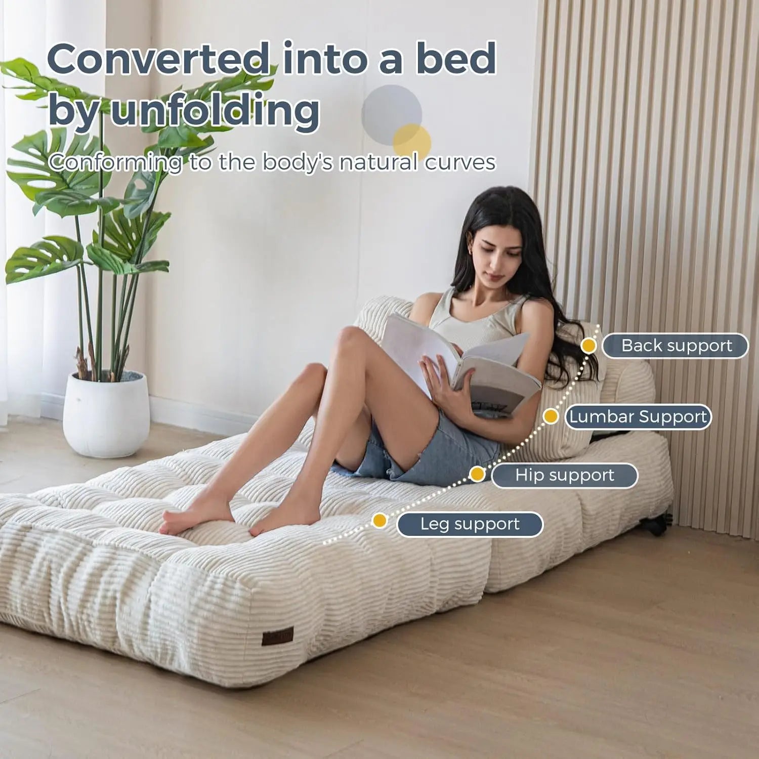 Fold Out Convertible Sleeper Chair Pillow Sofa Bed