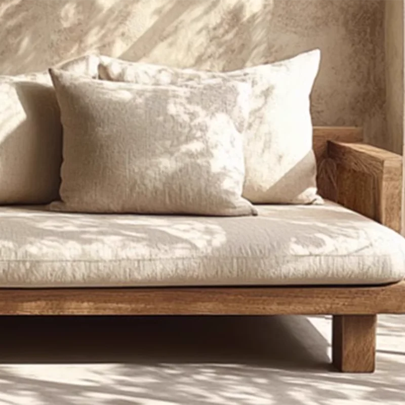 Wooden Minimalist Corner Outdoor Sofa Set