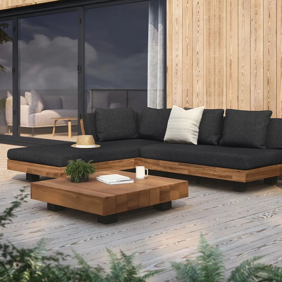 Modern Wood Outdoor Sectional Sofa Set