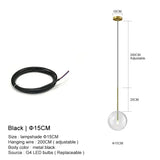 Clear Glass Ball Bedside Pendant Hanging Lamp