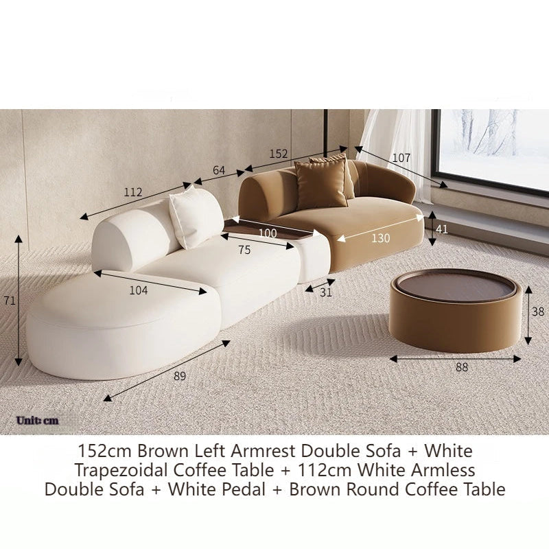 Sectional Minimalist Curved Modular Table Sofa Set