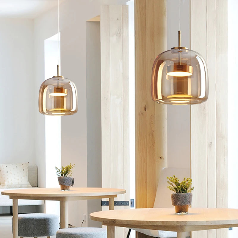 Nordic Glass Smoke Hanging Modern Pendant Lamp
