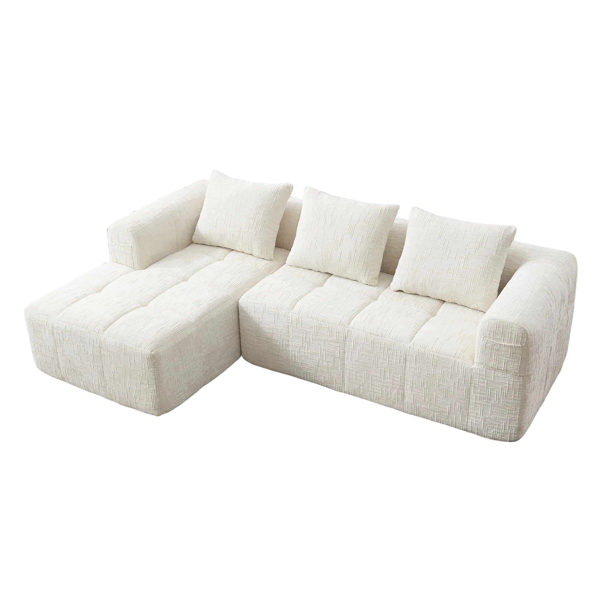 Modern Modular L Shaped 3 Seater Chaise Lounge Sofa