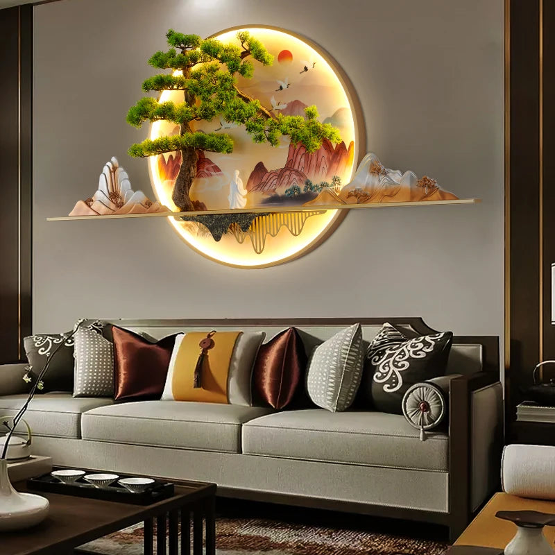 Moderne kreative Landschaft Wandbild LED Wandleuchte