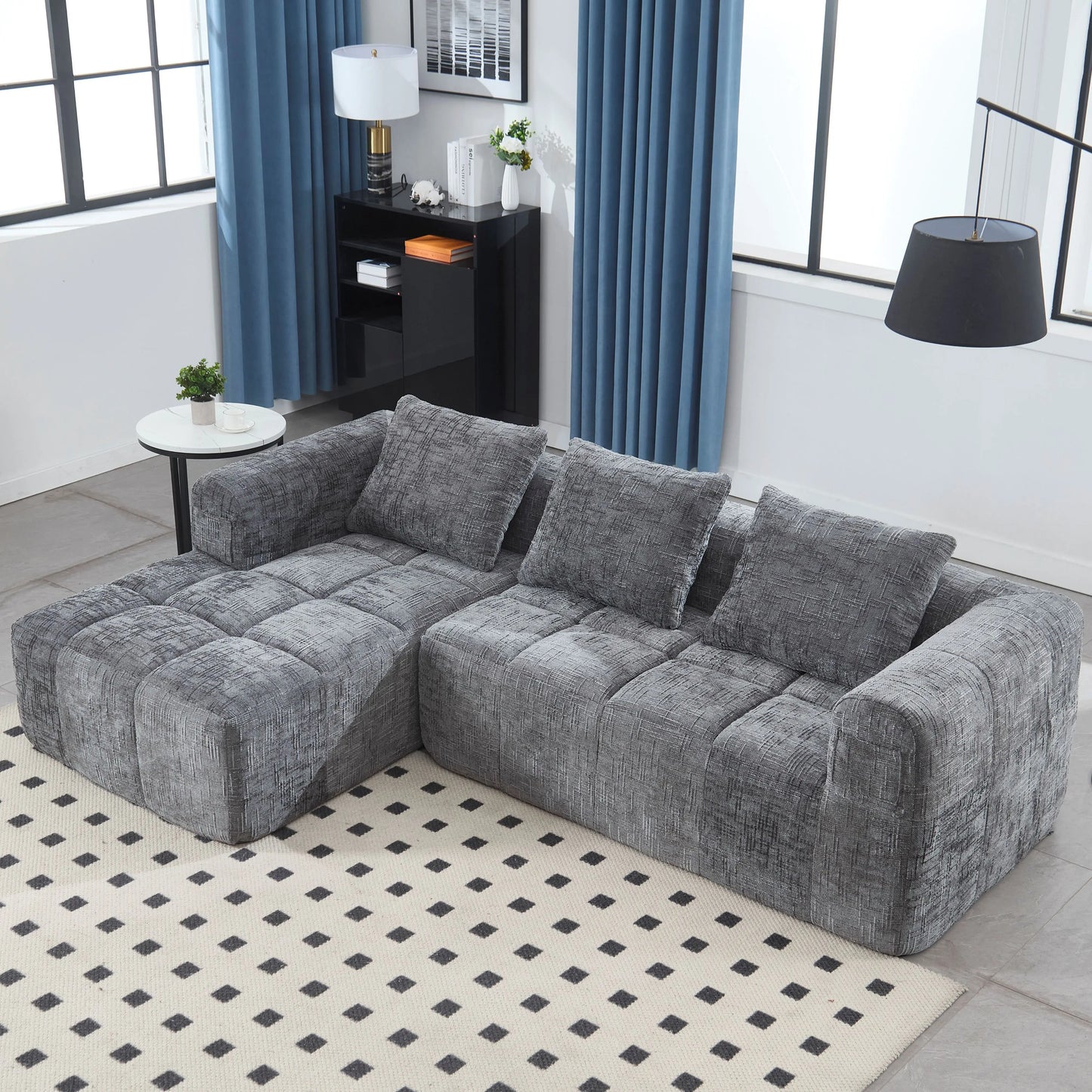 Modern Modular L Shaped 3 Seater Chaise Lounge Sofa