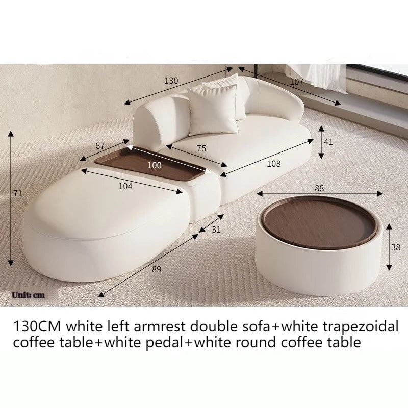 Sectional Minimalist Curved Modular Table Sofa Set