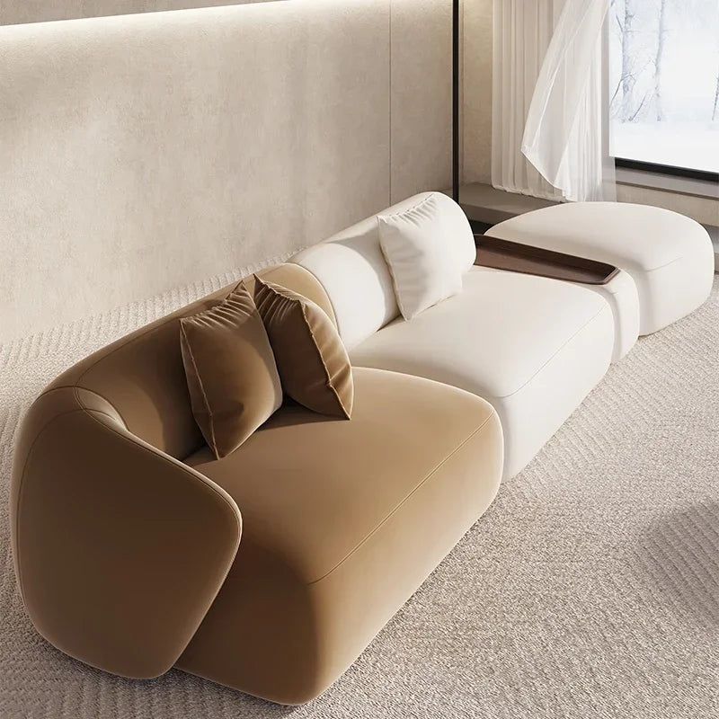 Sectional Minimalist Curved Modular Table Sofa Set