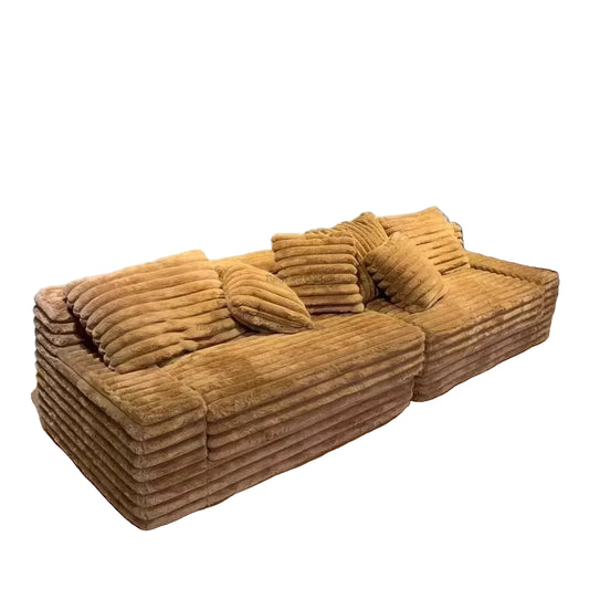 Modern Minimalist Corduroy Cloud Wide Seat Compressed Sofa