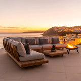 Wood Waterproof Outdoor L Shaped Modular Sofa
