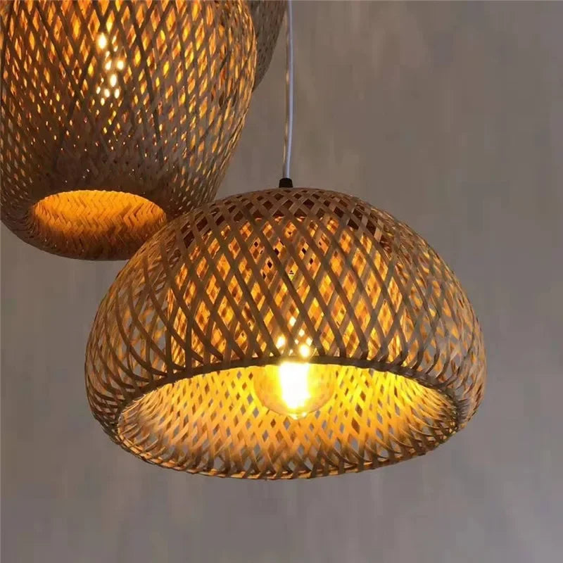 Bamboo Chandelier Pendant Lamp Hanging Wood Ceiling Light