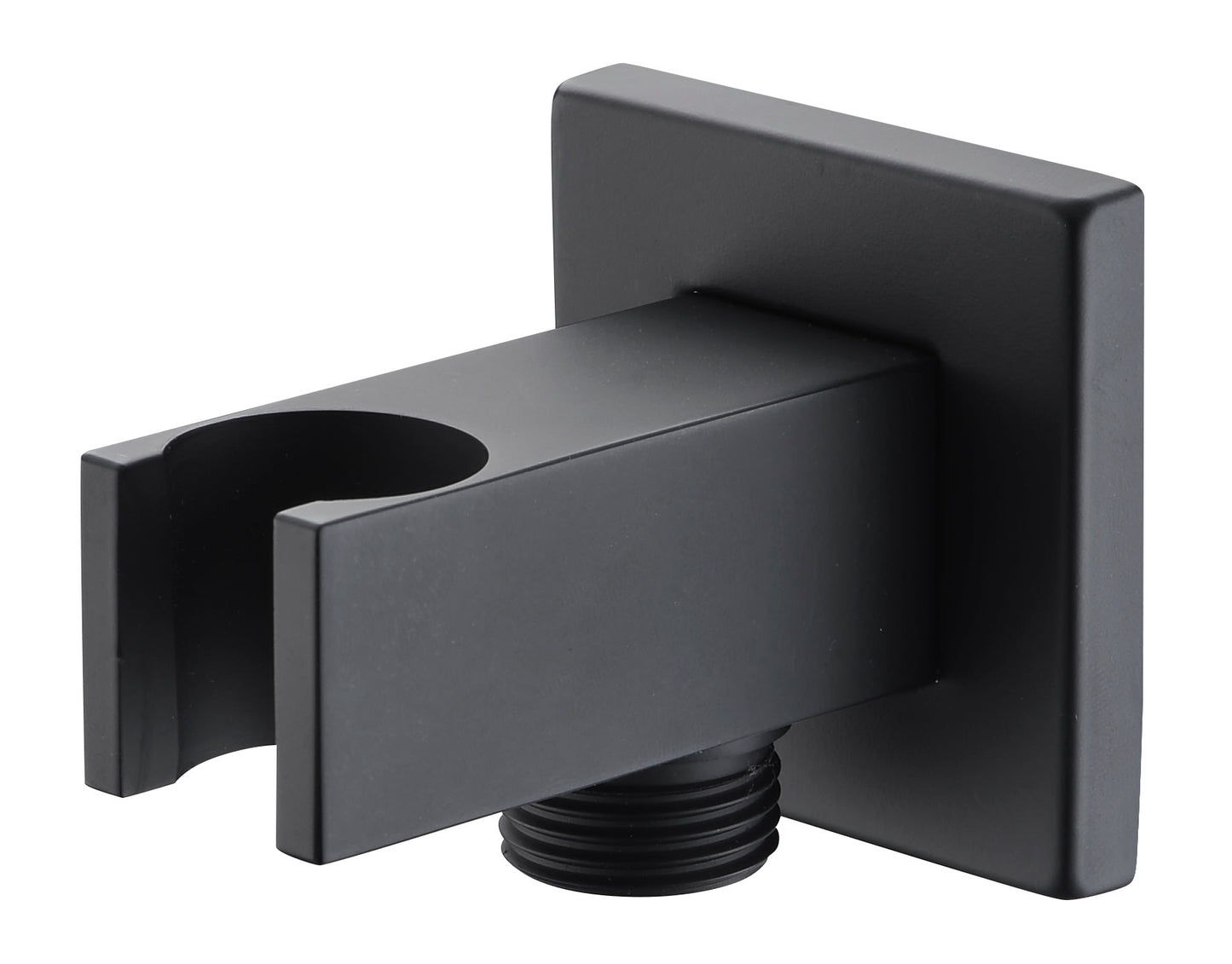 Soporte Cuadrado Para Mango De Ducha Con Salida De Agua Negro Mate