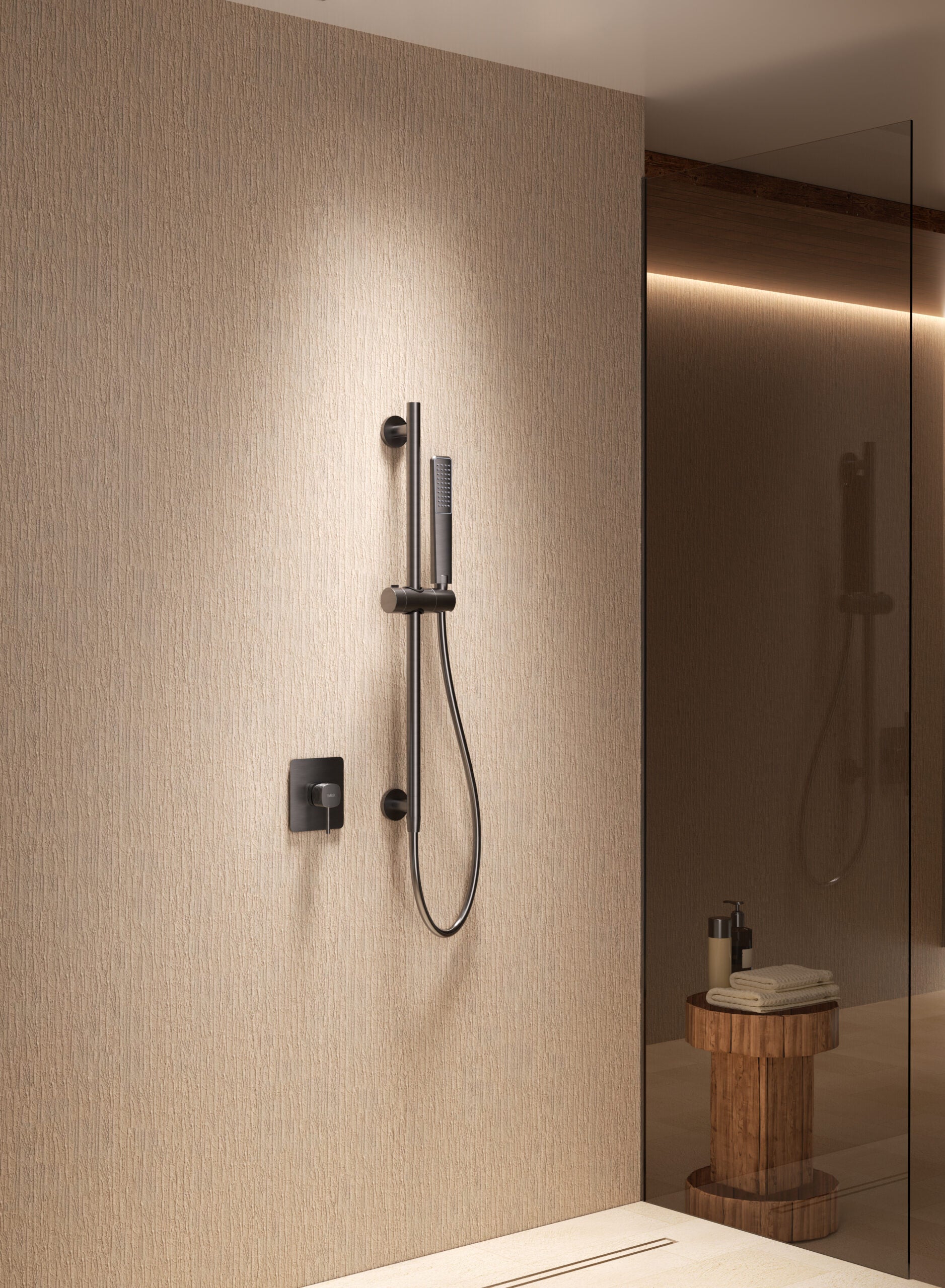 Brushed Gold Concealed Single Lever Shower Set with Hand Shower FIRENZE, view 2