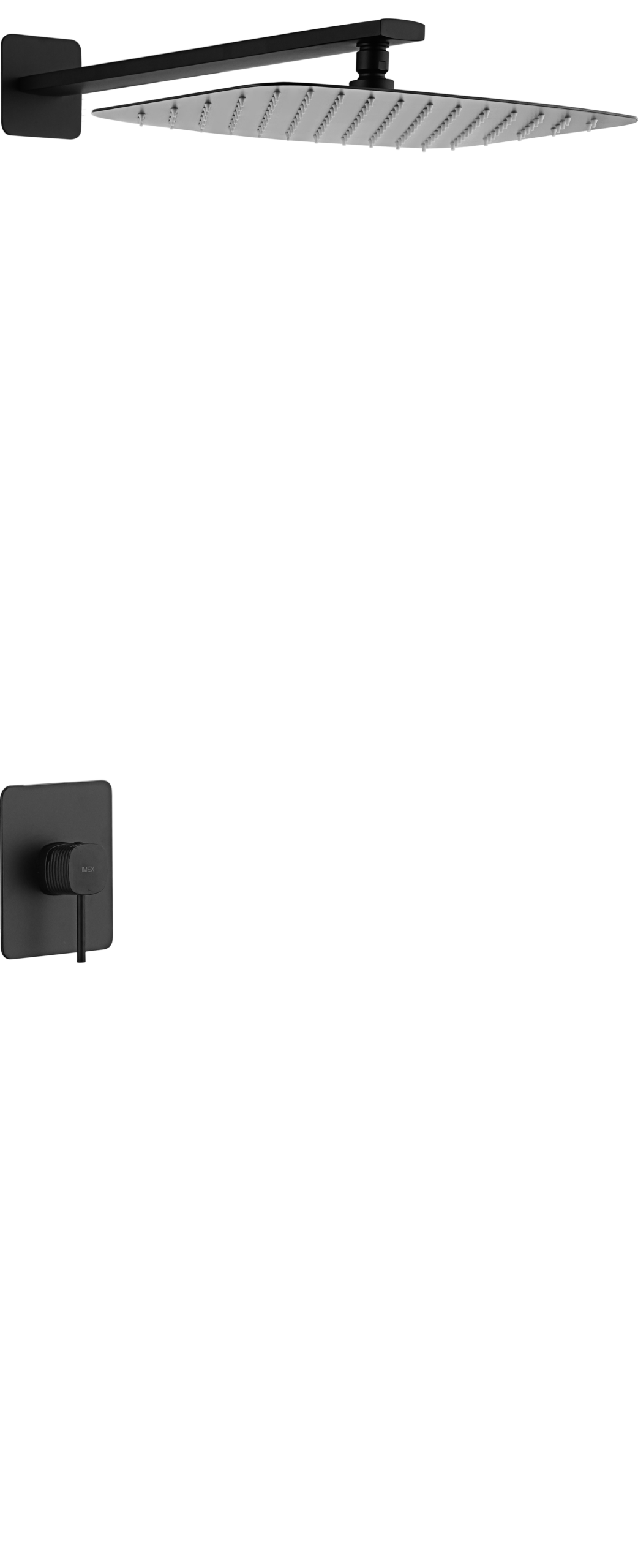 Firenze Matte Black Concealed Single Lever Shower Set with Rain Head, main product view