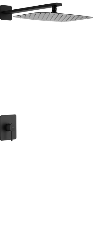 Firenze Matte Black Concealed Single Lever Shower Set with Rain Head, main product view
