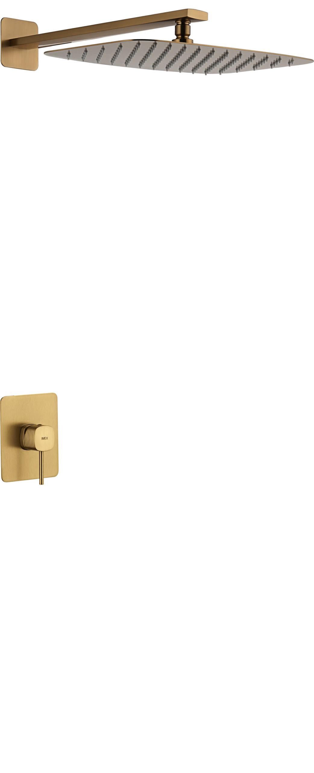 Firenze Brushed Gold Concealed Single Lever Shower Set with Rain Head, main product view