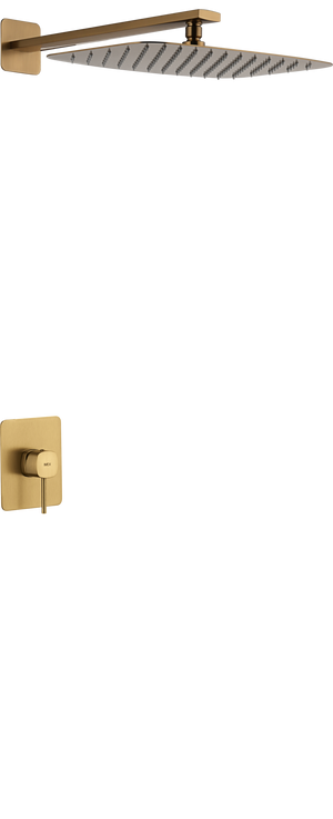 Firenze Brushed Gold Concealed Single Lever Shower Set with Rain Head, main product view