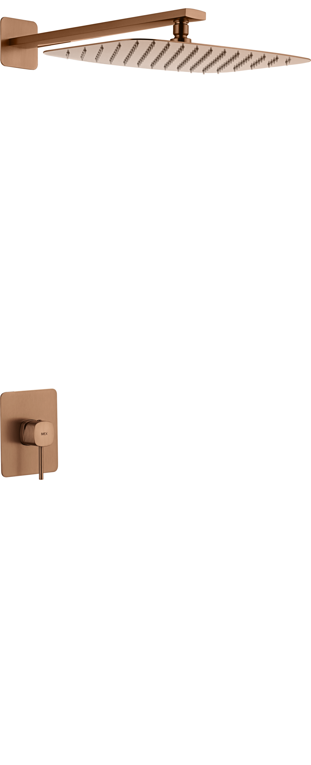 Brushed Rose Gold Concealed Single Lever Shower Set with Rain Head FIRENZE, main product view
