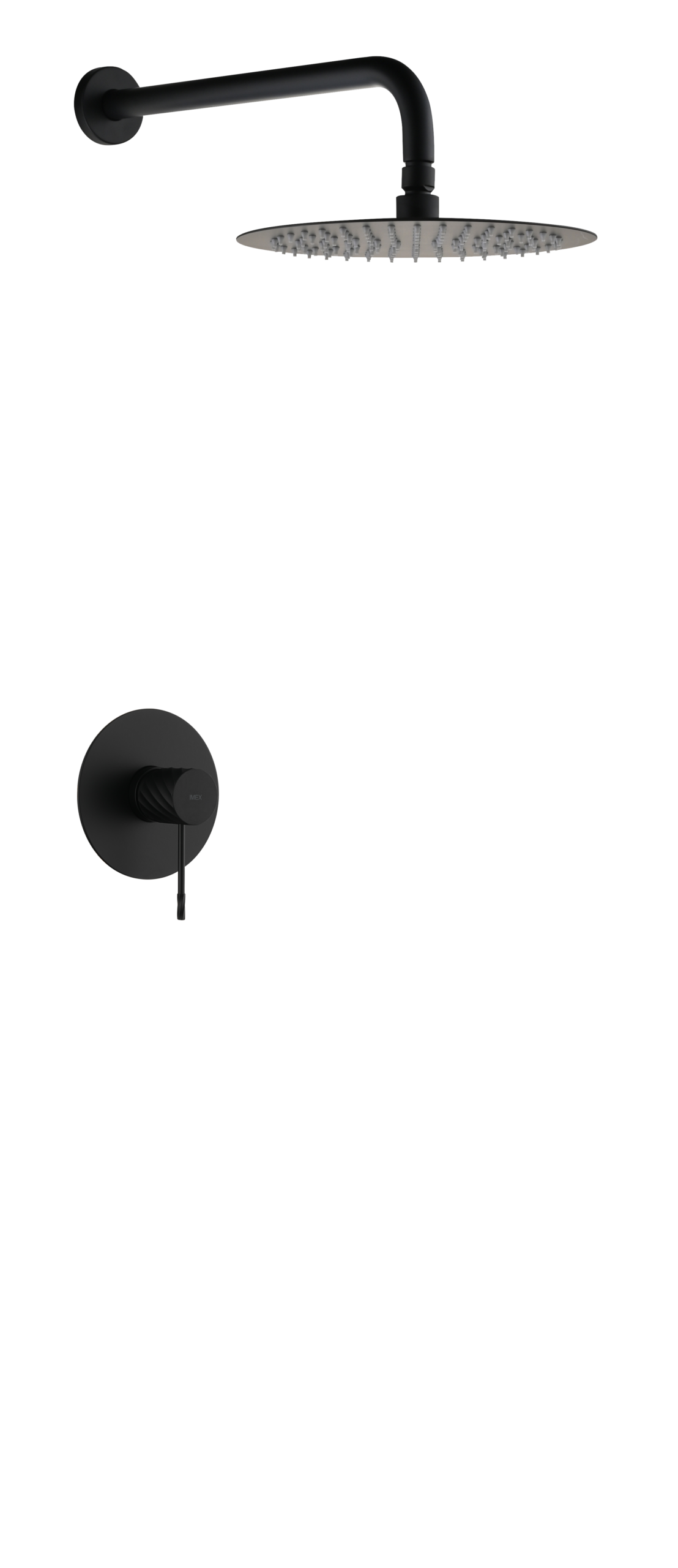Génova Matte Black Concealed Single Lever Shower Set with Rain Head, main product view