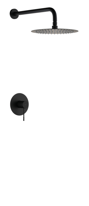 Génova Matte Black Concealed Single Lever Shower Set with Rain Head, main product view