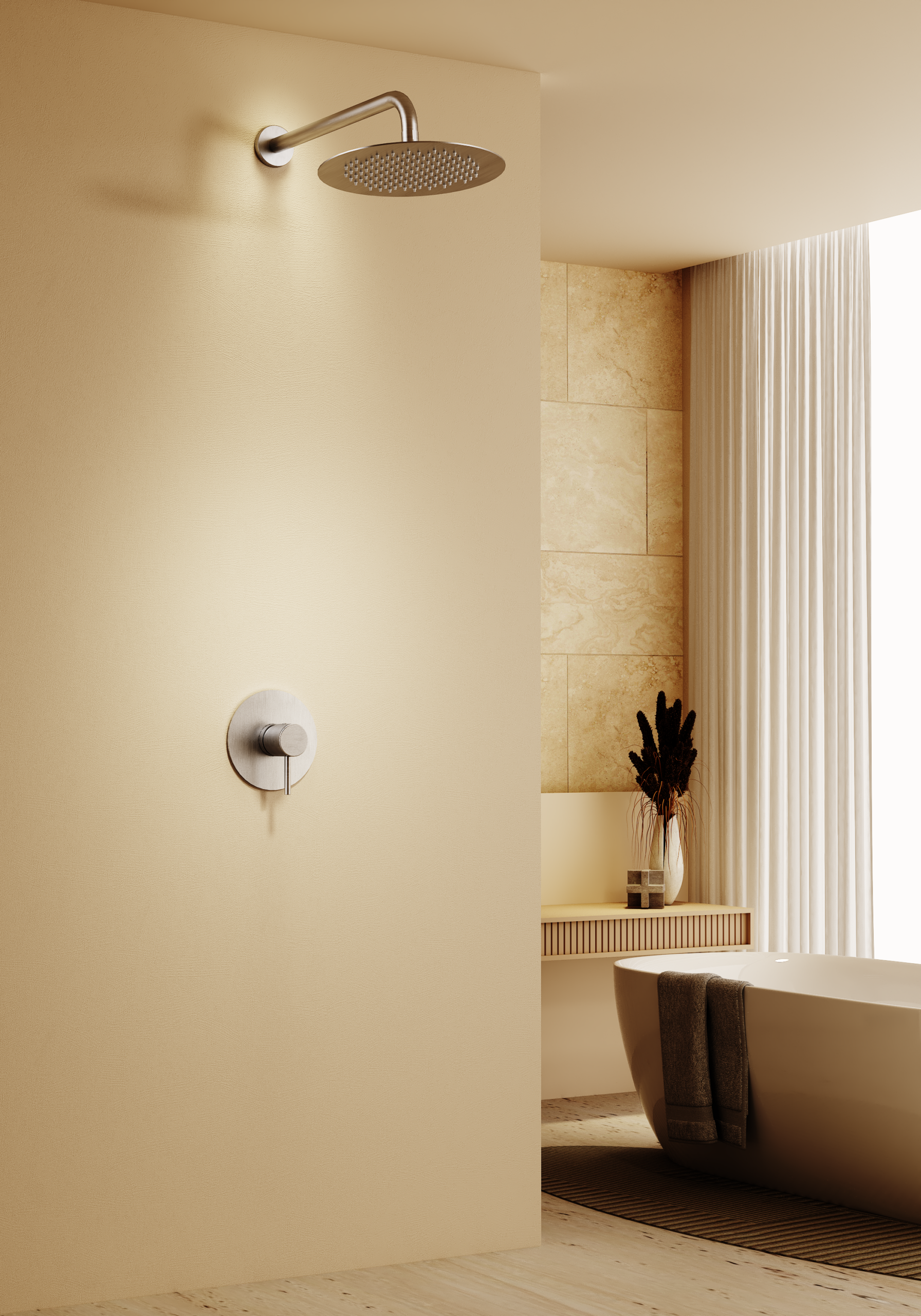 Monza Brushed Gold Concealed Single Lever Shower Set with Rain Head, view 3