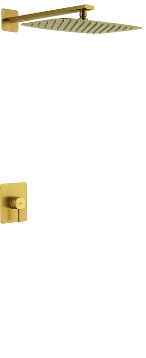 Toscana Brushed Gold Concealed Single Lever Shower Set with Rain Head, main product view