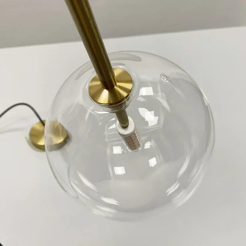 Clear Glass Ball Bedside Pendant Hanging Lamp