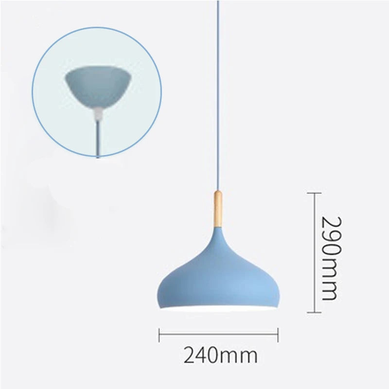 LED Colored Wooden Pendant Light  Lamp