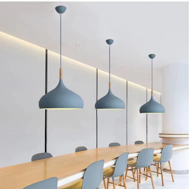 LED Colored Wooden Pendant Light  Lamp