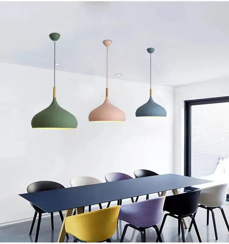 LED Colored Wooden Pendant Light  Lamp