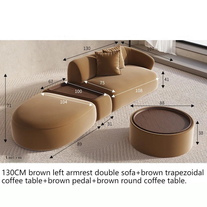 Sectional Minimalist Curved Modular Table Sofa Set