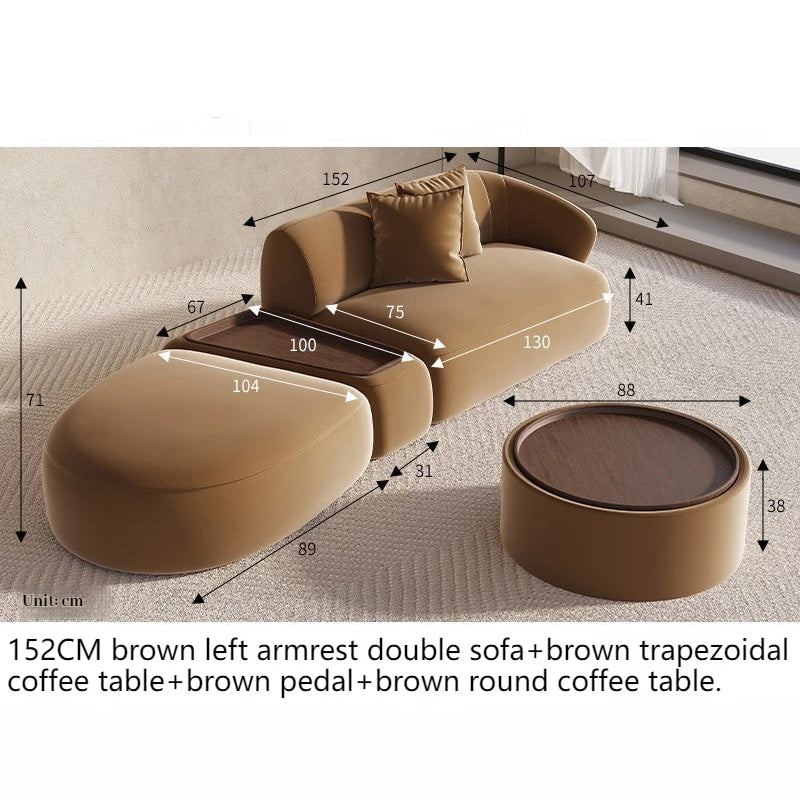 Sectional Minimalist Curved Modular Table Sofa Set