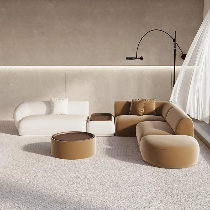 Sectional Minimalist Curved Modular Table Sofa Set