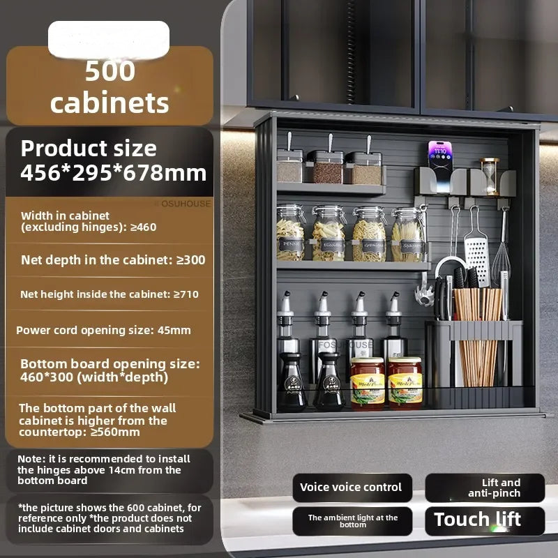 Touch Lift Wall Modern Kitchen Storage Organizer Cabinet - 45.6 x 29.5 x 67.8 cm - Kitchen Essentials
