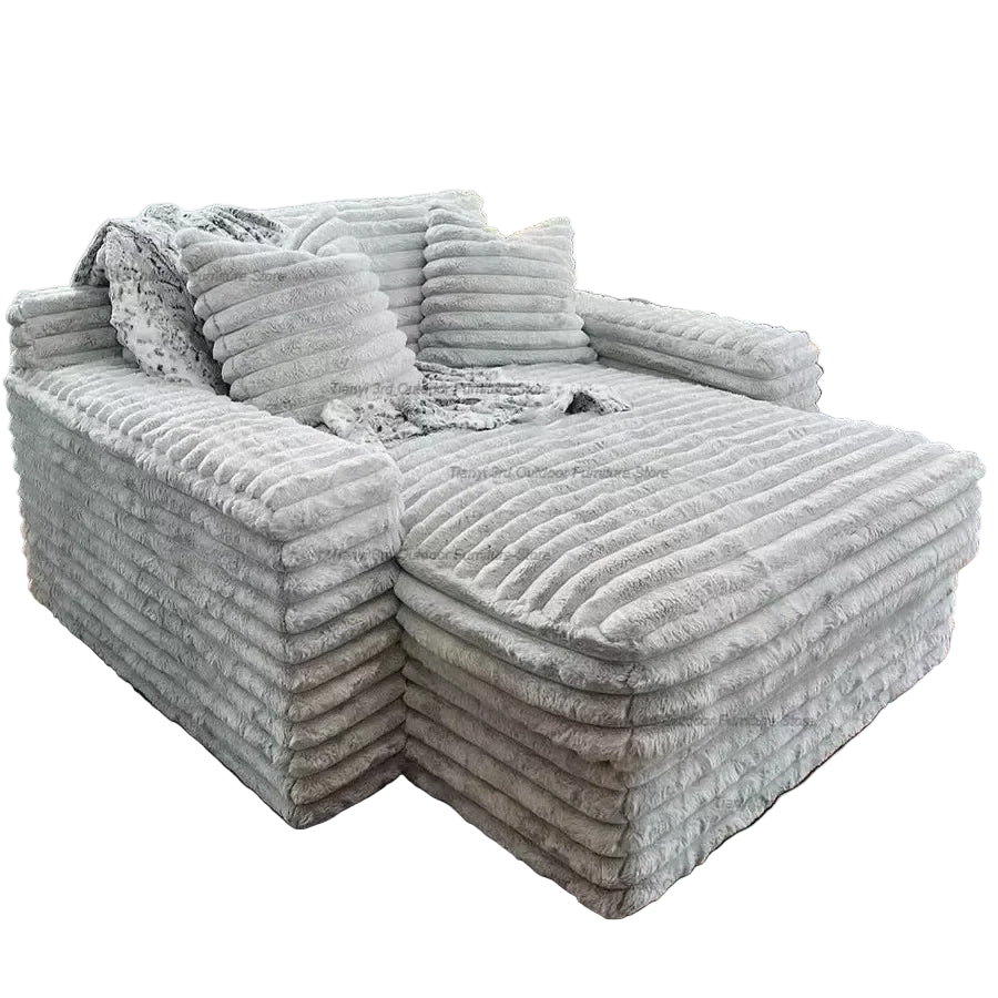 Modern Minimalist Corduroy Cloud Wide Seat Compressed Sofa
