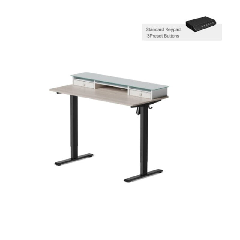 Electric Standing Desk Glass Top Double Drawer Eufaula