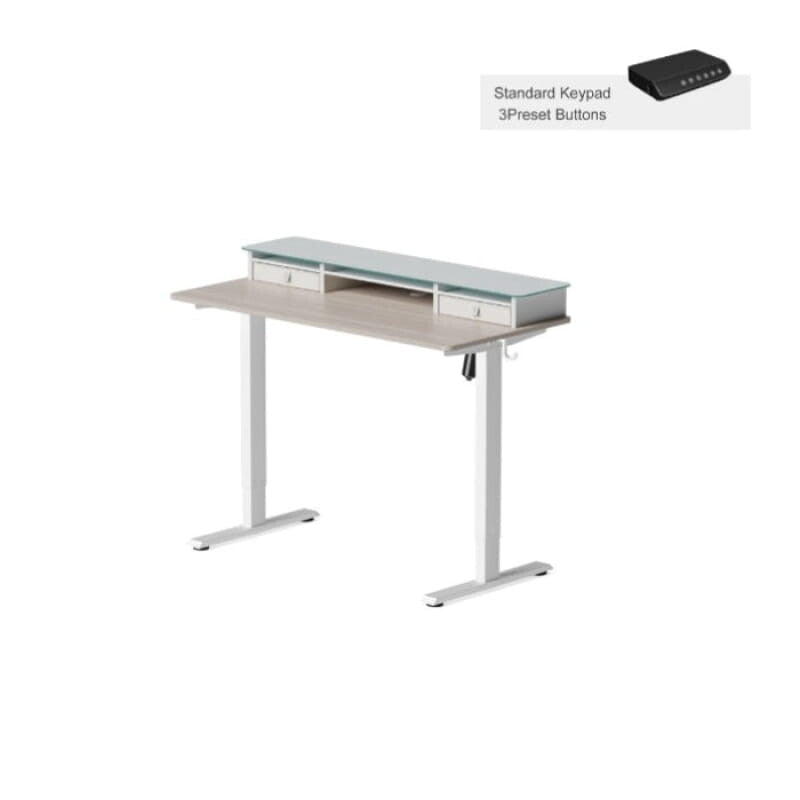 Electric Standing Desk Glass Top Double Drawer Eufaula
