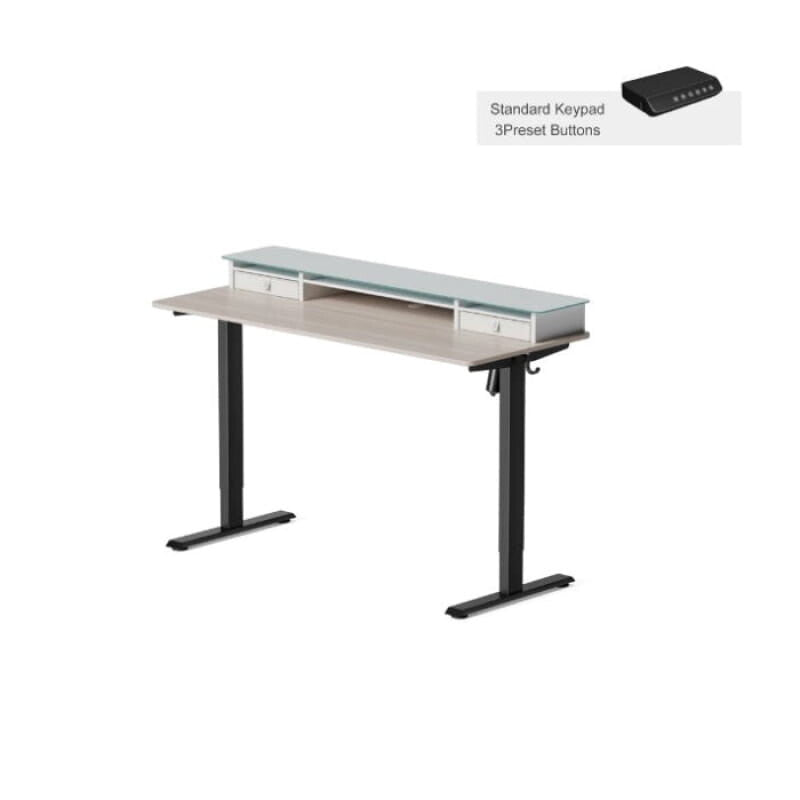 Electric Standing Desk Glass Top Double Drawer Eufaula