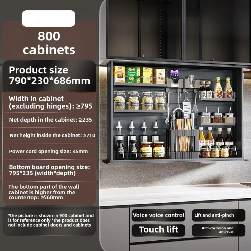Touch Lift Wall Modern Kitchen Storage Organizer Cabinet - 78 x 23 x 68.6 cm - Kitchen Essentials