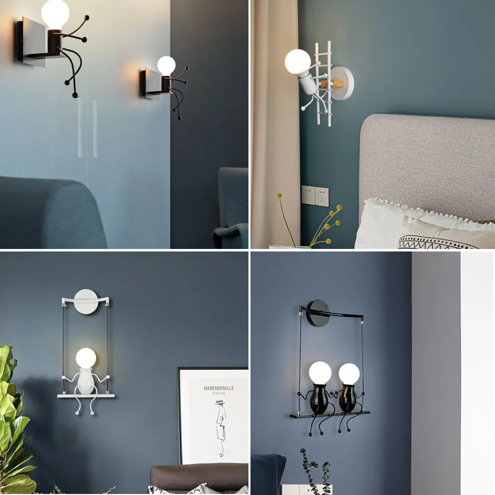 Moderne LED-Wandleuchte im nordischen Cartoon-Stil