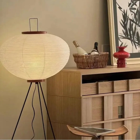 Japanese Paper Standing Light Button Switch Lamp