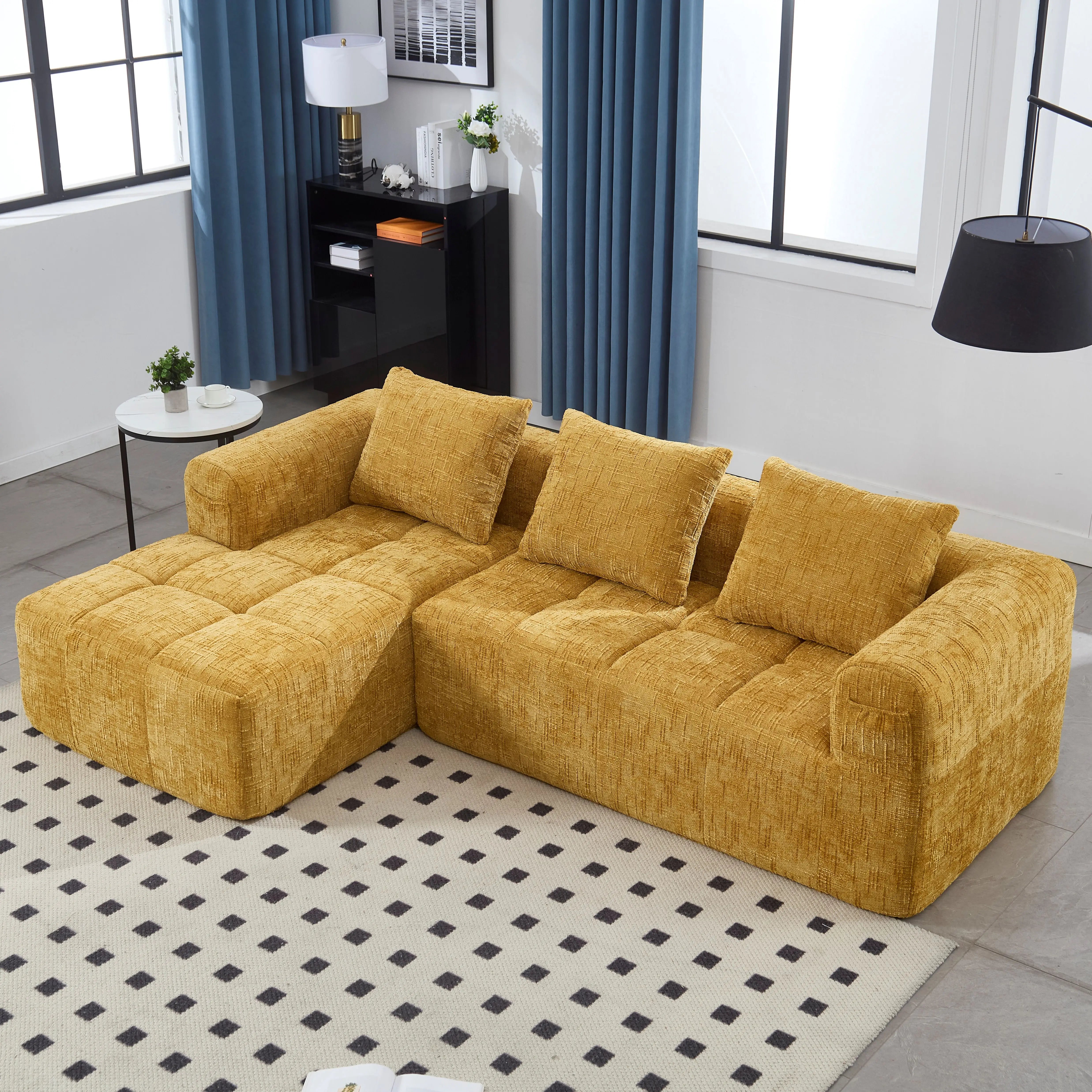Modern Modular L Shaped 3 Seater Chaise Lounge Sofa