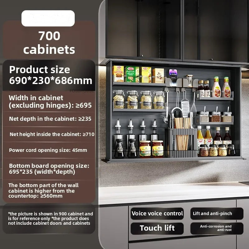 Touch Lift Wall Modern Kitchen Storage Organizer Cabinet - 69 x 23 x 68.6 cm - Kitchen Essentials