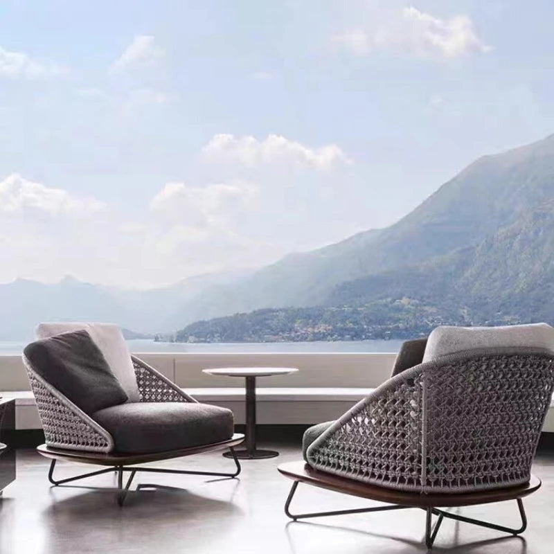 Nordic Outdoor Garden Wooden Rattan Sofa Set