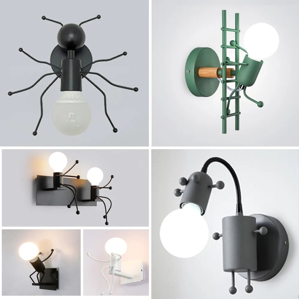 Moderne LED-Wandleuchte im nordischen Cartoon-Stil